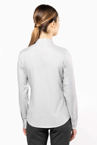 Ladies' Long-Sleeved Mandarin Collar Shirt - White / L