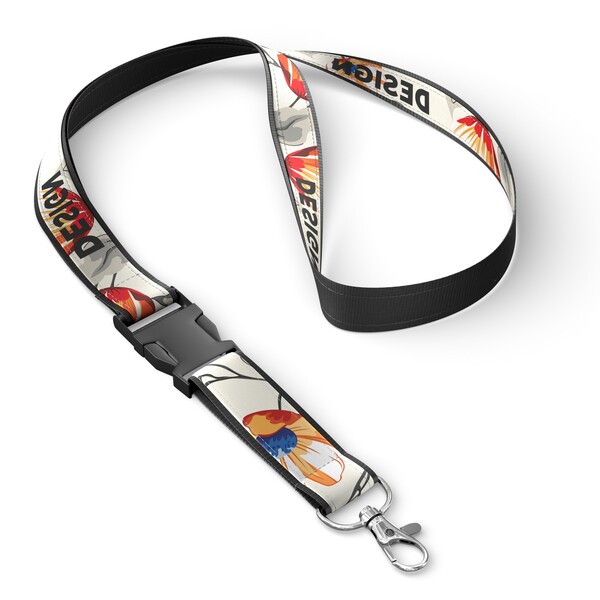 Detachable polyester lanyard with sublimated satin overlay - 20mm width / Metal carabiner