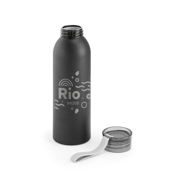 RIO. Garrafa em alumínio com tampa em PP 660 mL - Preto