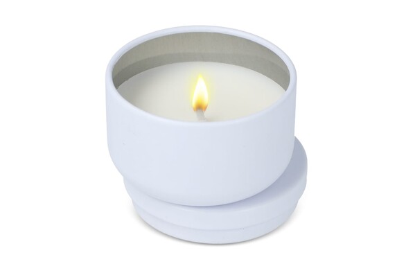 Bougie Asana non parfumée à base de plantes dans une boîte recyclée - Blanc