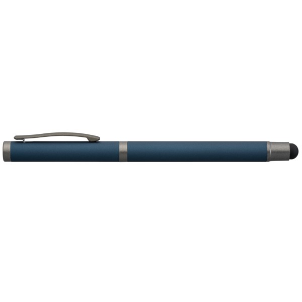 Stylo gel à stylet Bowie en aluminium recyclé - Bleu marine / Laser