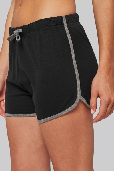 Ladies' Sports Shorts - Grey Heather / Fluorescent Pink / L