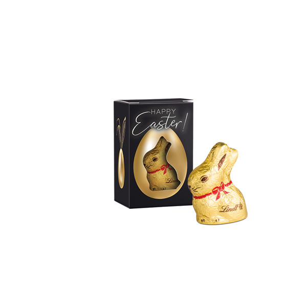 Easter box, white cardboard, Lindt chocolate easter bunny