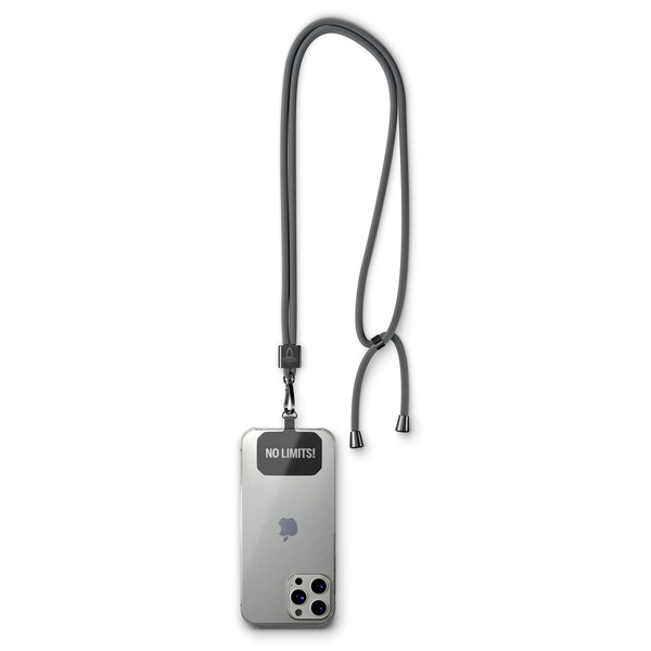 Handykette, trendige 2-tone Kordel mit Universal-Halter aus Polyester - Hellrot / Silberfarbener Zubehör