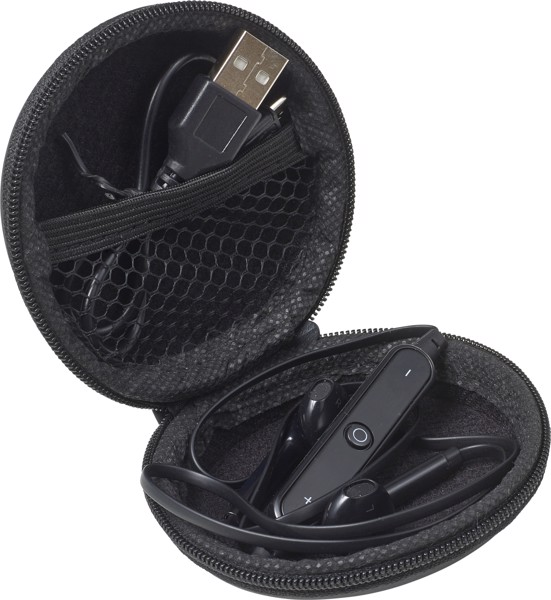 ABS pouch with earphones - Black