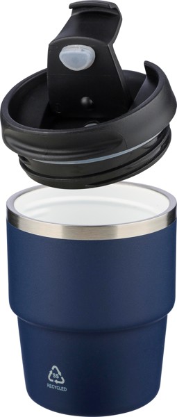 ￼Gerecycled roestvrijstalen dubbelwandige drinkbeker (175 ml) Oli - wit