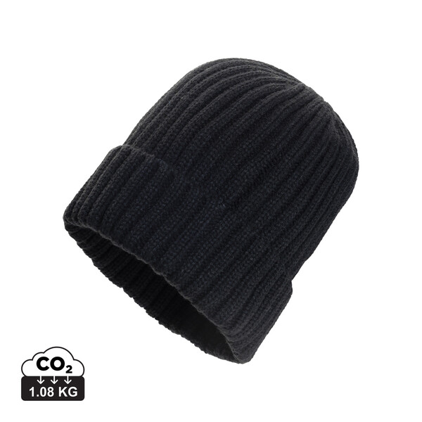 Kennedi AWARE™ Polylana®beanie met brede rib - Zwart