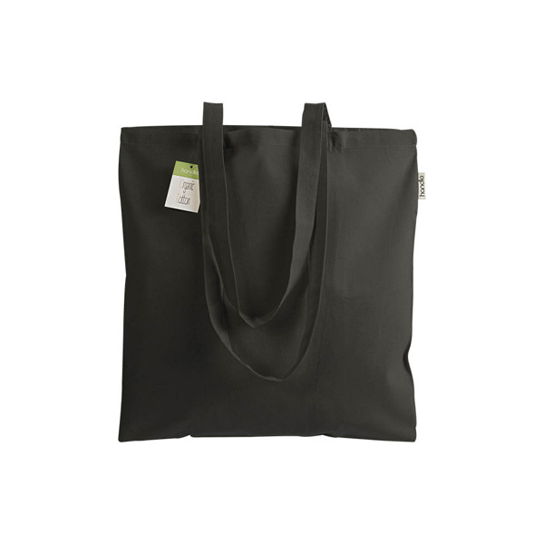 140 G/M2 Organic Cotton Shopping Bag, Long Handles - Black