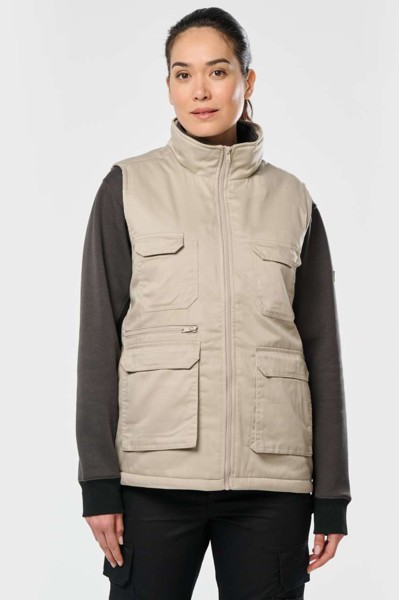Unisex Padded Multi-Pocket Polycotton Vest - White / M