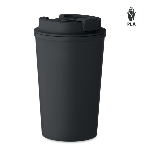 PLA dvojstenný pohár 350 ml Beibaku - Čierna