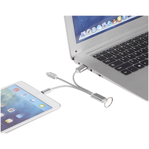 Cavo di ricarica 3 in 1 Metal con clip - Argento
