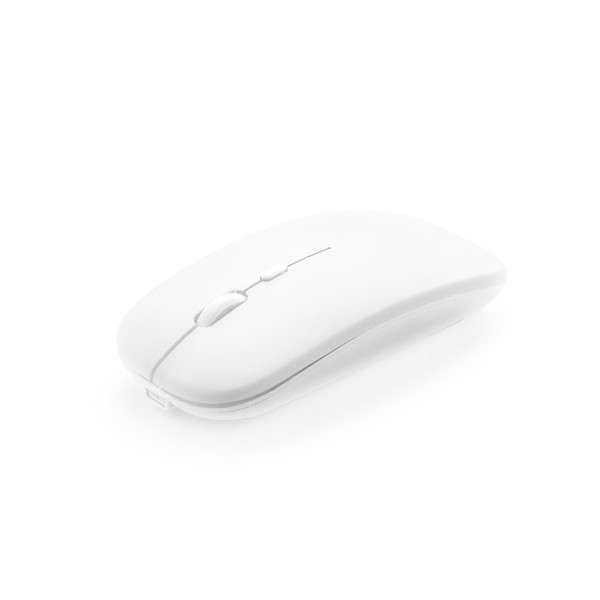 KHAN. Souris sans fil avec batterie 500mAh en ABS recyclé (100 % rABS) - Blanc