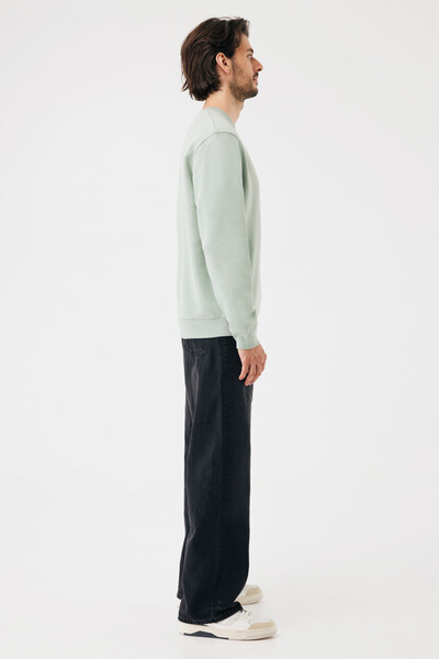 IQONIQ Toria Unisex mikina s okrúhl. výstrihom z rec. bavlny - Iceberg Green / XL