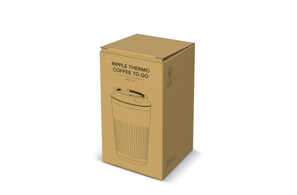 Thermos à café à emporter en acier inoxydable recyclé, 400 ml - Blanc