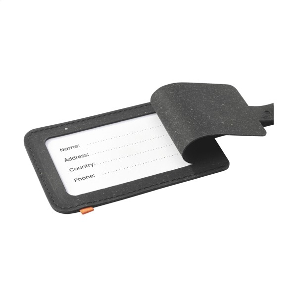 Recycled Leather Luggage Tag - Black