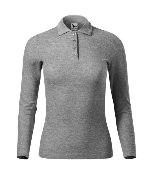 Polokošile Dámská Malfini® Pique Polo Ls - Tmavě Šedý Melír / XL