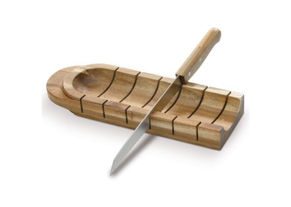 Baguette holder with knife