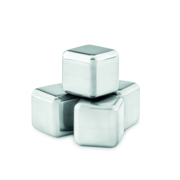 Set of 4 SS ice cubes in pouch Icy