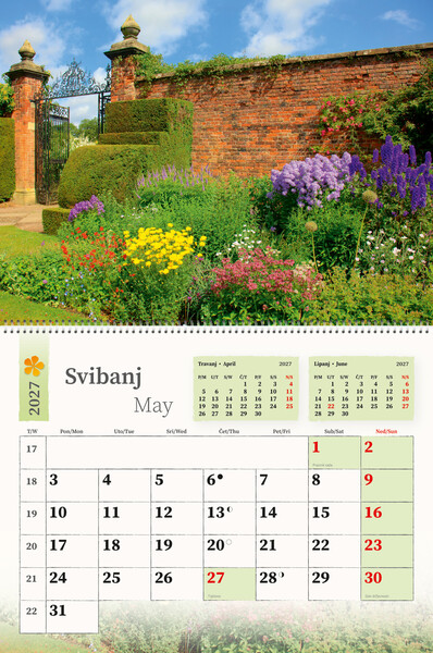 Preklopni zidni kalendar – Dani u vrtu