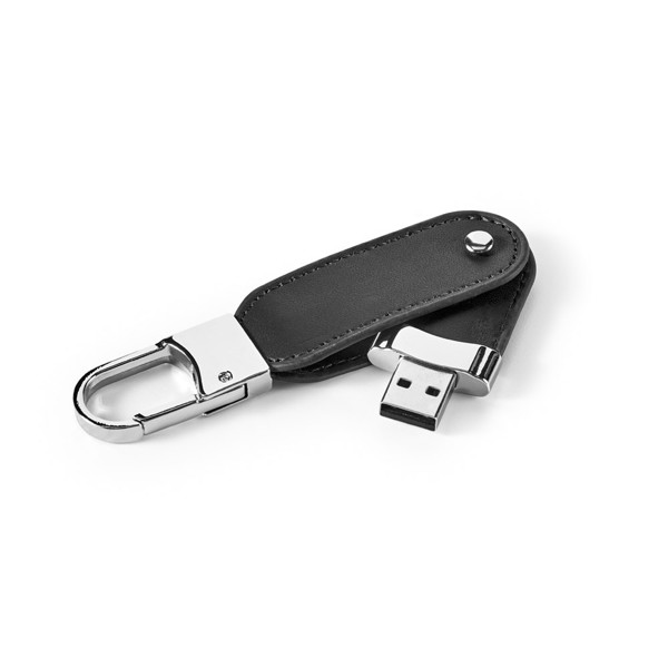 BRAGG 8GB. 8GB PU USB memory with carabiner clip - Black