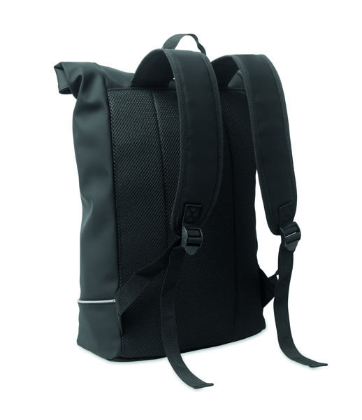 Laptop 15" roll top PU backpack Laptosa - Schwarz