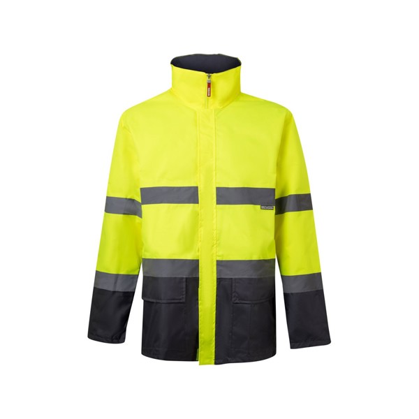 VL THEMIS. Parka bicolor (190g/m²), em poliéster (100%), com revestimento em PU - Cinzento / Amarelo / L