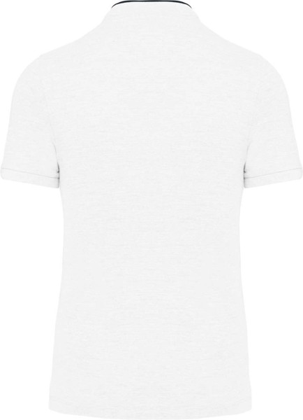 Muška polo majica kratkih rukava s mandarinskim ovratnikom - Bijela / Navy / 3XL