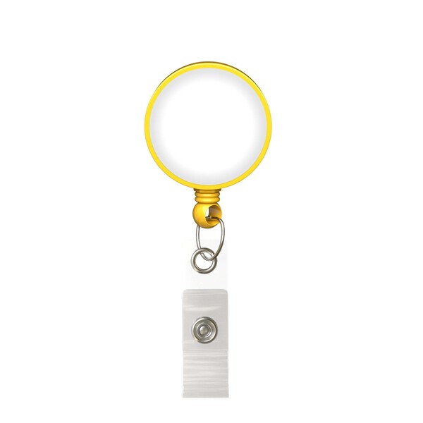 Retractable badge reel in round shape with ⌀2.8cm logo - Sunflower Yellow