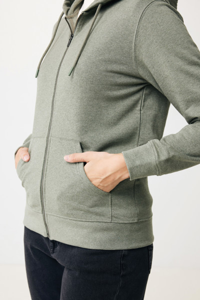 IQONIQ Abisko recycled cotton zip through hoodie - Heather Green / XXXL