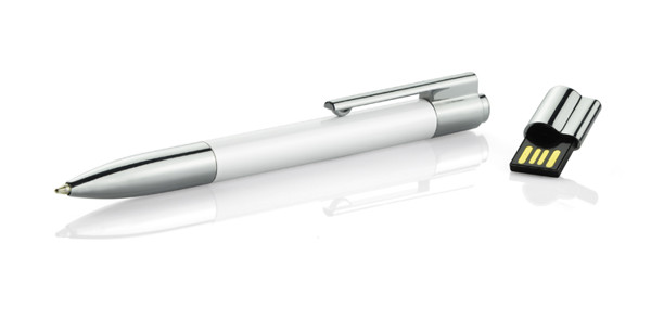 Ball pen with USB flash drive 8 GB BRAINY - white