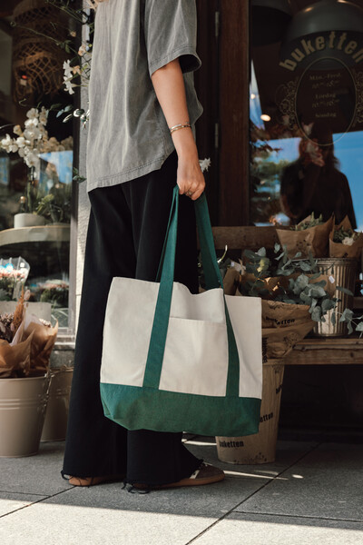 SHOP LOCAL AWARE™ taška z recyklovanej bavlny, 350 GSM - Zelená