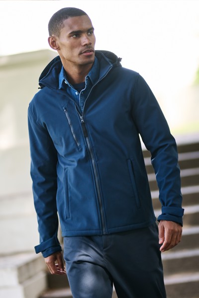 Venturer 3 Layer Hooded Printable Softshell Jacket - Black / Black / M