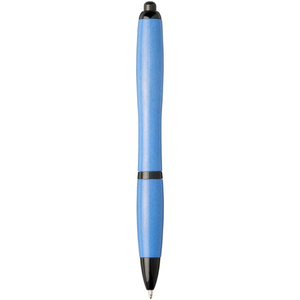 Nash kuličkové pero z pšeničné slámy s černou špičkou - Světle modrá