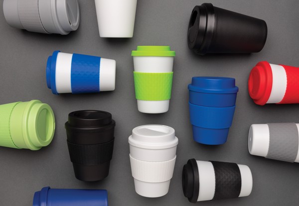 Reusable Coffee cup with screw lid 350ml - White