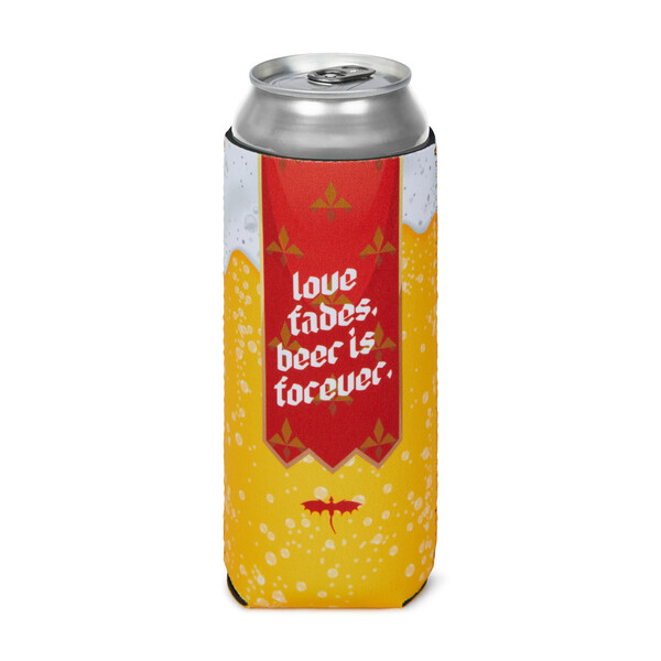 Collapsible large neoprene can cooler. 450ml larger size - Full colour