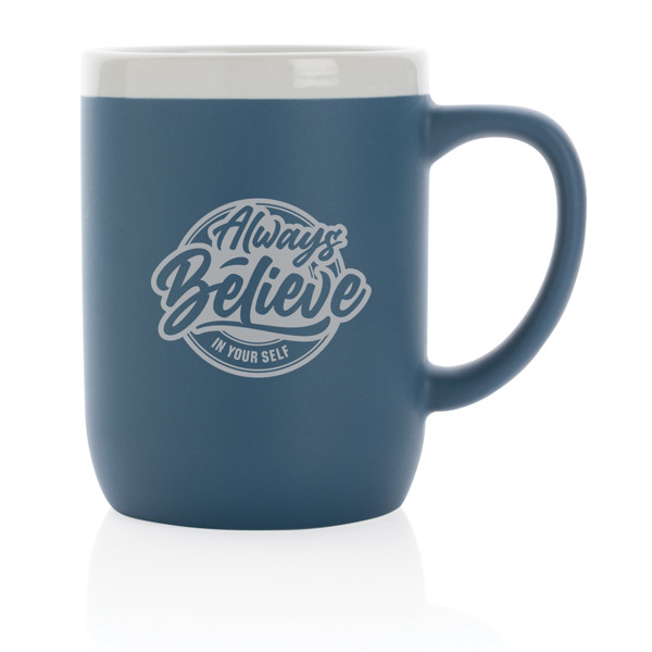 Mug 300ml en céramique avec bord blanc - Bleu / Blanc