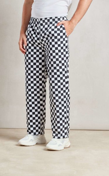 Chef's Pull-On Trousers - Black / White Check / 2XL