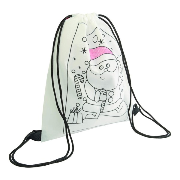 Non-Woven Mini Drawstring Bag With 5 Wax (Christmas Print)