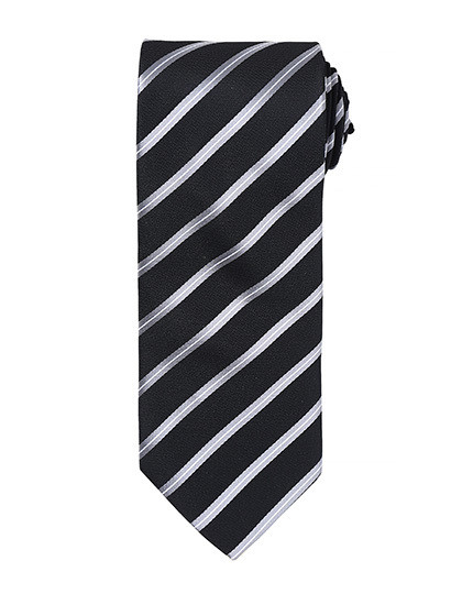 Sports Stripe Tie - Black  / Silver  / One Size