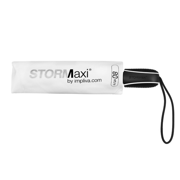 STORMaxi - Parapluie pliant tempte arodynamique - Manuel - Impermable au vent -  90 cm - Blanc