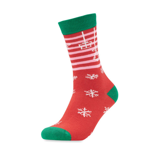 Pair of Christmas socks L Joyful L - Red