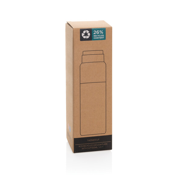 Bouteille isotherme 500ml avec tasse Thermocup RCS - Bleu Marine
