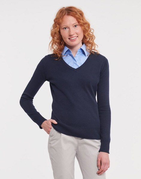 Ladies’ V-Neck Knitted Pullover - Black / 4XL