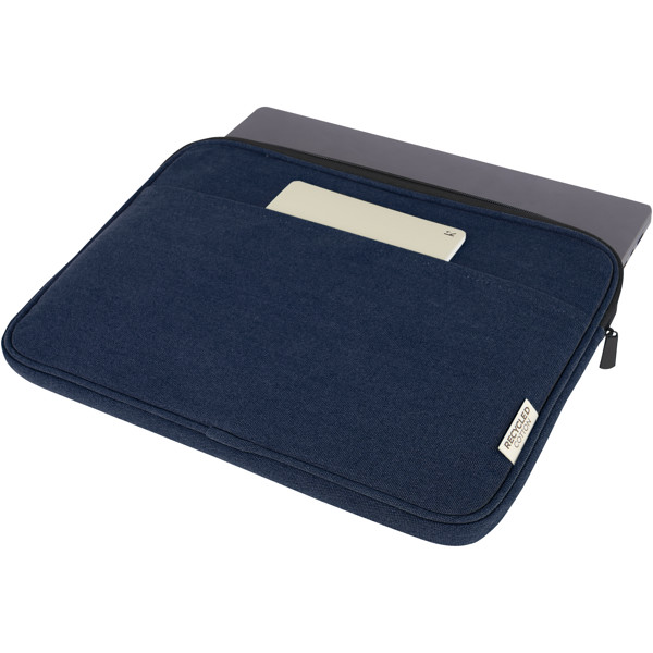 Housse pour ordinateur portable Joey de 2 L en toile recyclée GRS 14 pouces - Marine