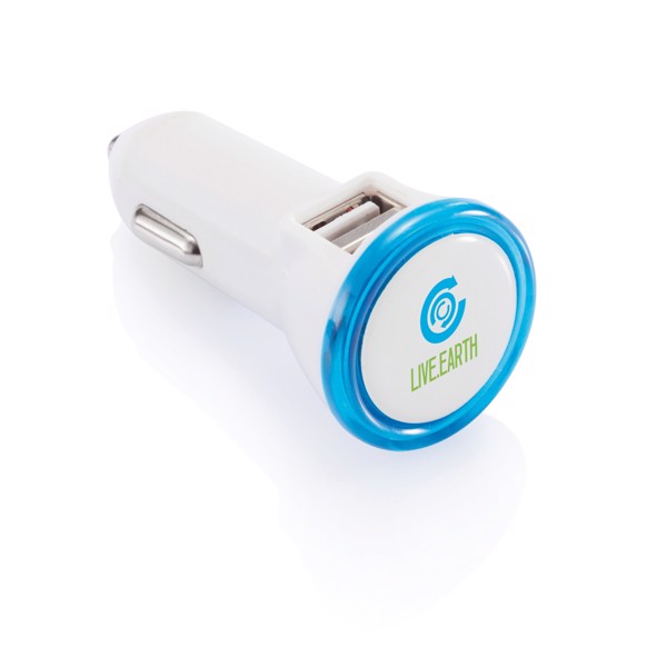 Double chargeur allume-cigare USB 2.1A - Bleu / Blanc