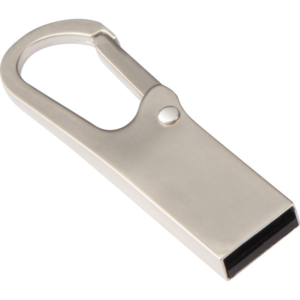 Metal USB stick with carabiner - 8GB DONALD - Silvergrey