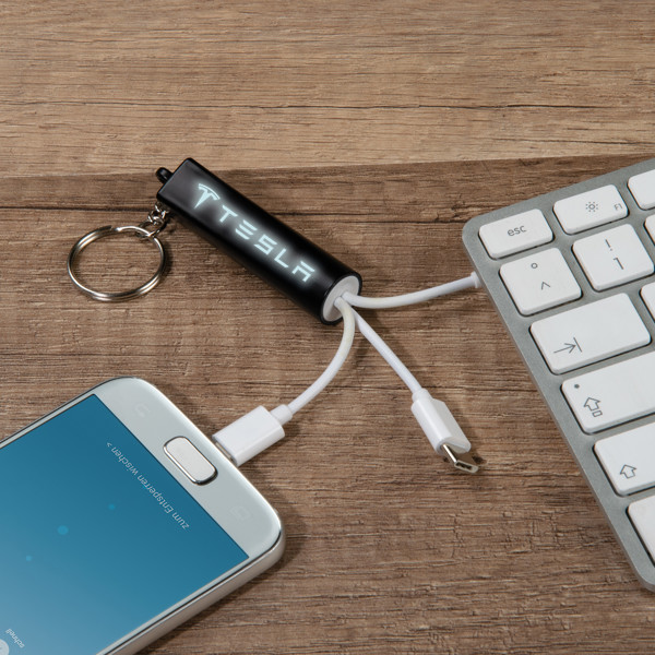 Keychain with USB charging cable LANA - Black