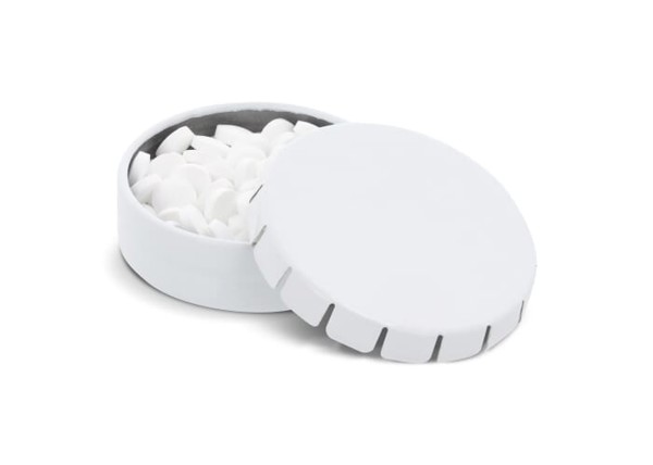 Mini clic tin peppermint box - White