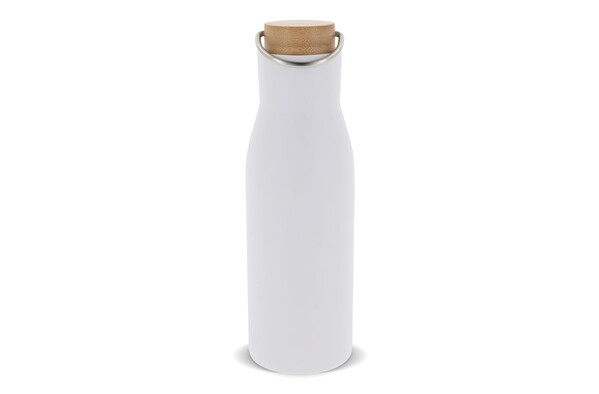 Bouteille isotherme avec couvercle en bambou 500ml - Blanc