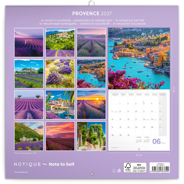 Notique Poznámkový Kalendář Provence 2027, 30 x 30 cm - Východní